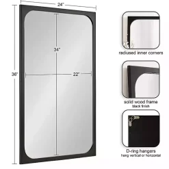 Black Rounded Rectangle Wall Mirror