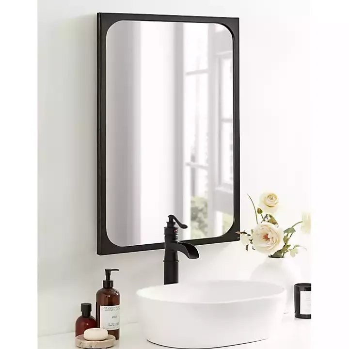 Black Rounded Rectangle Wall Mirror
