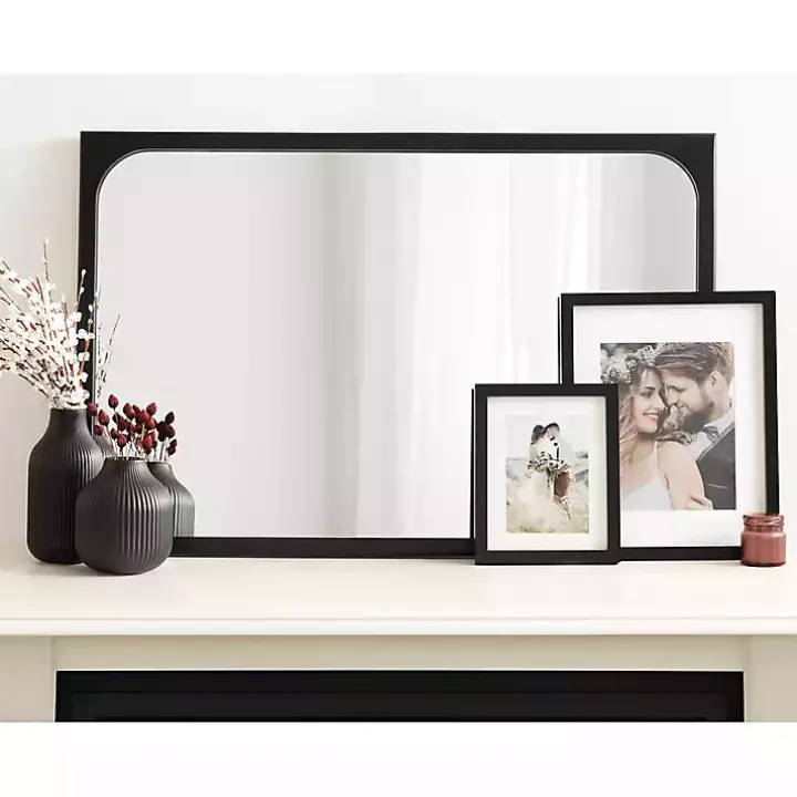 Black Rounded Rectangle Wall Mirror