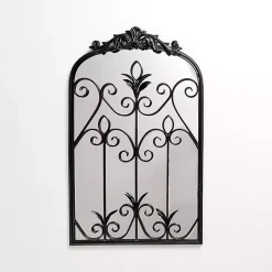 Black Scrolled Metal Overlay Wall Mirror