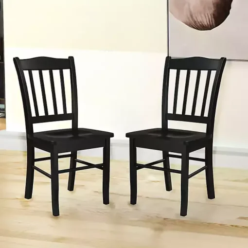 Black Shaker Wood Dining Chairs, Set of 2