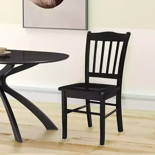 Black Shaker Wood Dining Chairs, Set of 2