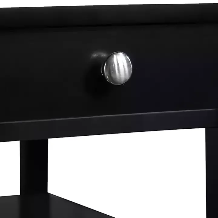 Black 2-Shelf Charging Accent Table