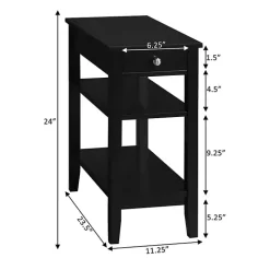 Black 2-Shelf Charging Accent Table