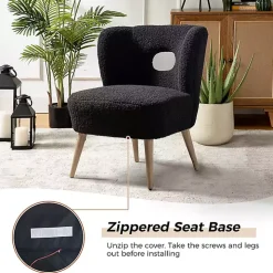 Black Sherpa Barrel Accent Chair