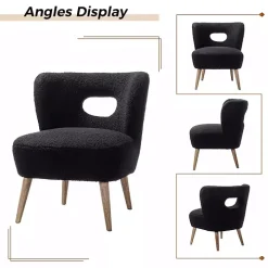 Black Sherpa Barrel Accent Chair