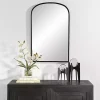 Black Simple Round Top Wall Mirror