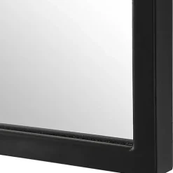 Black Simple Round Top Wall Mirror