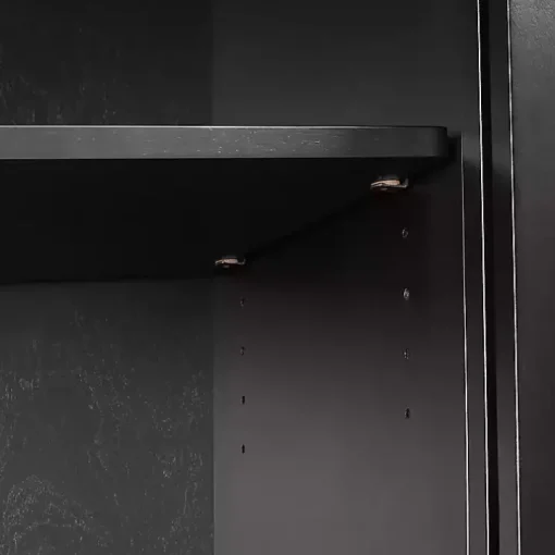 Black Slatted Sliding Door Sideboard