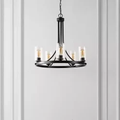 Black Sloped Round Adjustable Chandelier