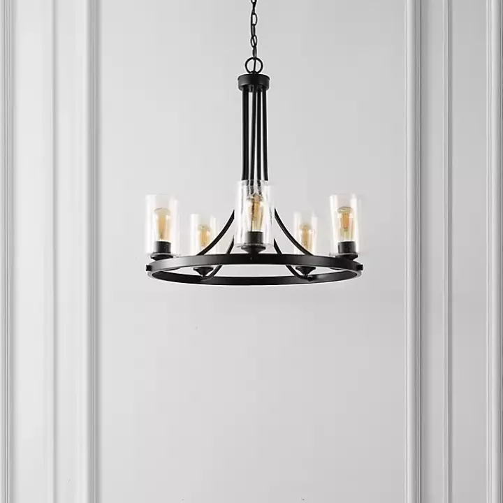 Black Sloped Round Adjustable Chandelier