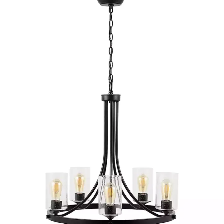 Black Sloped Round Adjustable Chandelier