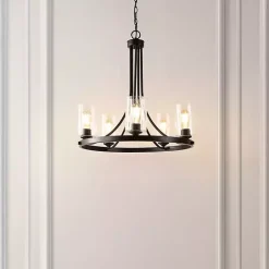 Black Sloped Round Adjustable Chandelier