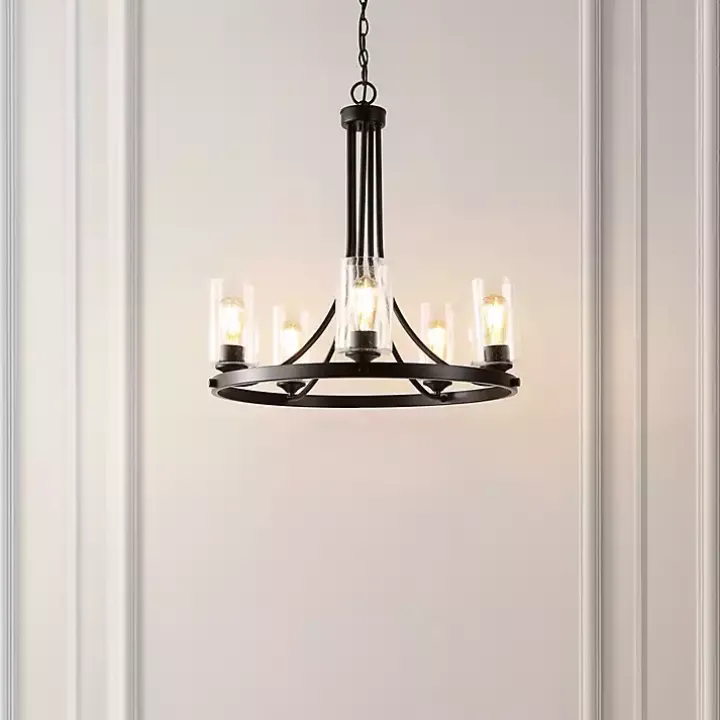 Black Sloped Round Adjustable Chandelier