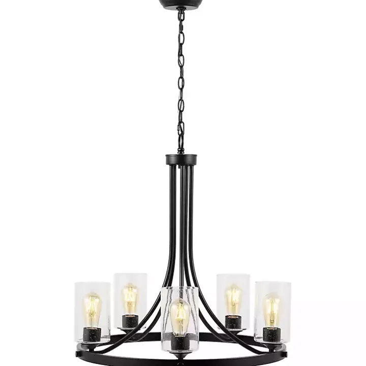 Black Sloped Round Adjustable Chandelier