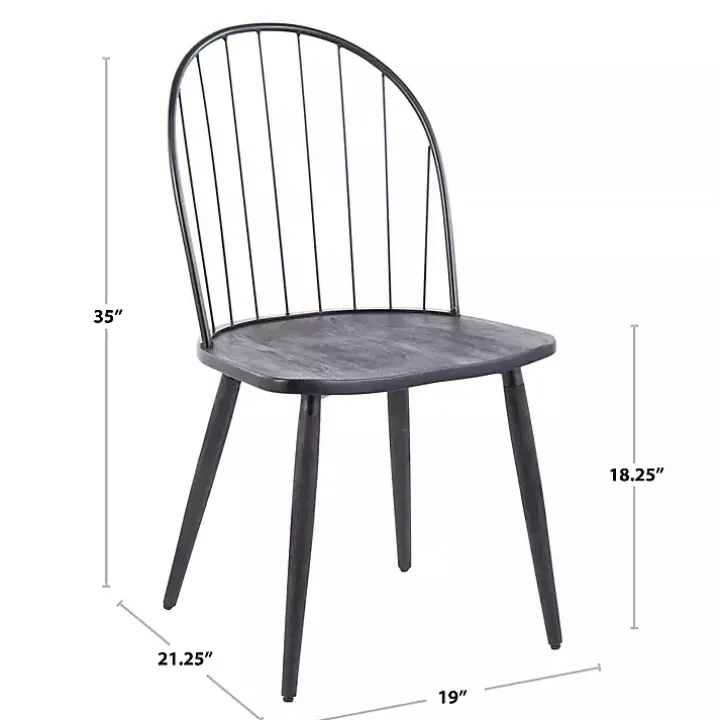 Black Spindle High Back Dining Chairs, Set of 2