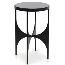 Black Steel and Marble Lazer Cut Side Table