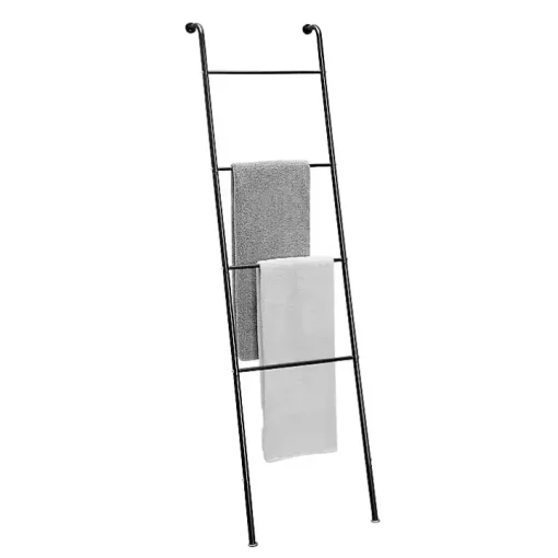 Black Steel 4-Bar Leaning Towel Ladder