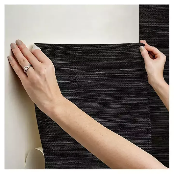 Black Textured Grassweave Peel & Stick Wallpaper