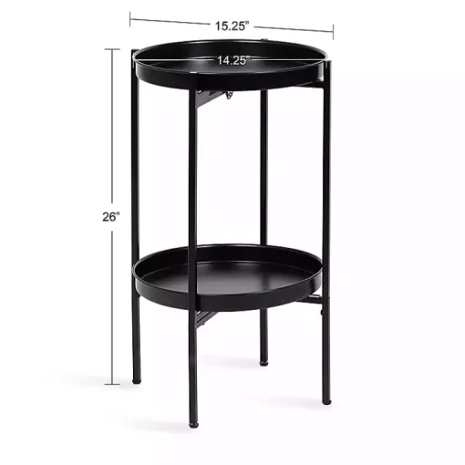 Black 2-Tier Foldable Cienna Accent Table