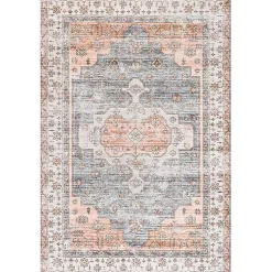 Black Vintage Motif Washable Area Rug, 8x10