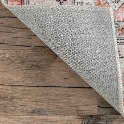 Black Vintage Motif Washable Area Rug, 8x10