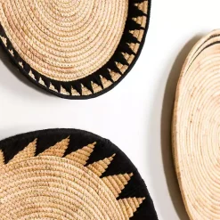 Black Water Hyacinth Basket Wall Plaques, Set of 3