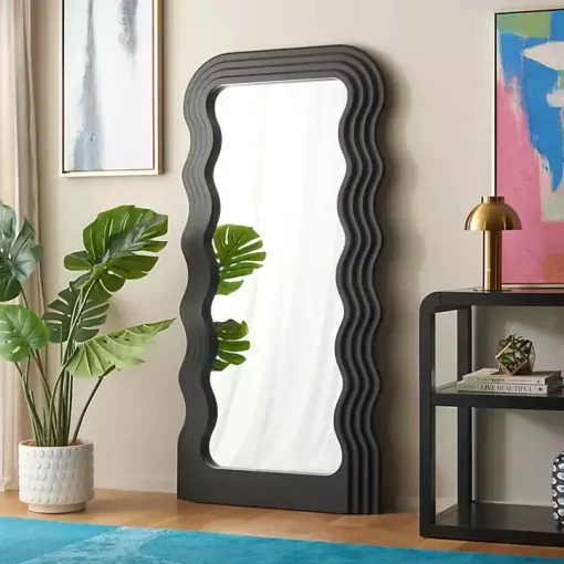 Black Wavy Mayha Leaner Mirror