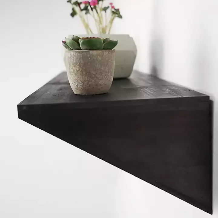 Black Wedge Wood Small Floating Shelf