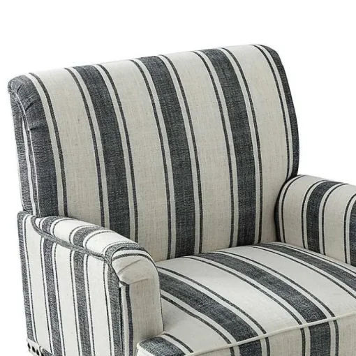 Black White Stripe Upholstered Accent Chair