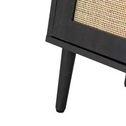 Black Wood and Cane Arched Sideboard Cabinet