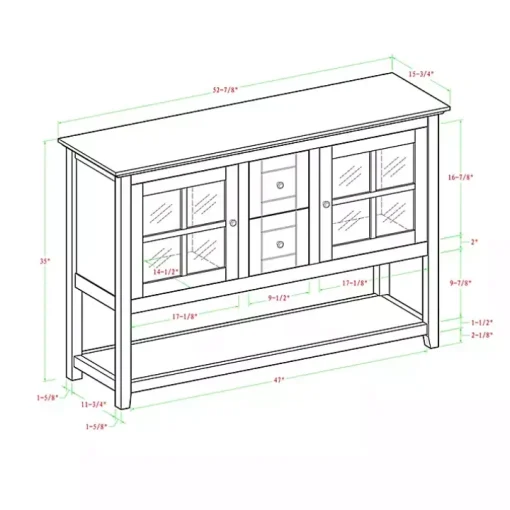 Black Wood and Glass Buffet Cabinet