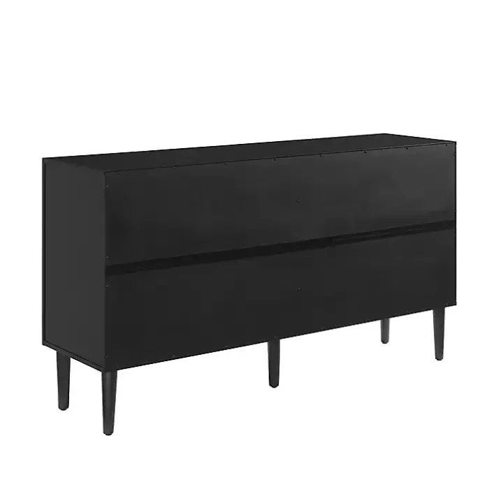 Black Wood and Gold 4-Door Cabinet