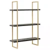 Black Wood and Gold Metal Leigh Wall Shelf