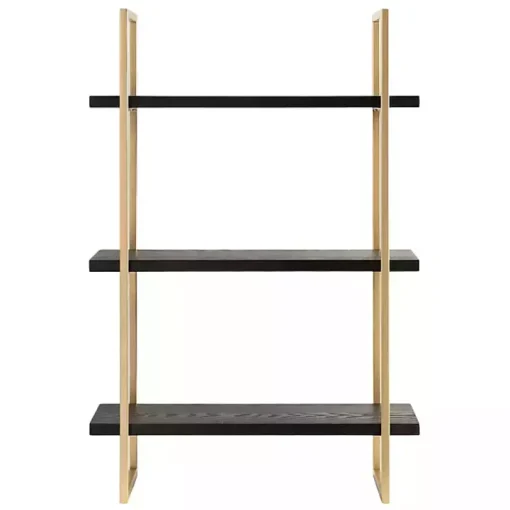 Black Wood and Gold Metal Leigh Wall Shelf