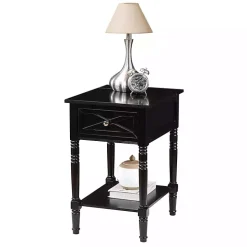 Black Wood Charging Traditional Accent Table
