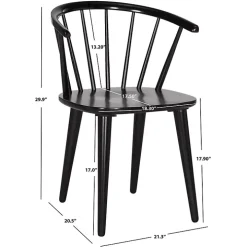 Black Wood Curved Spindle Dining Chairs, Set of 2
