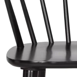 Black Wood Curved Spindle Dining Chairs, Set of 2