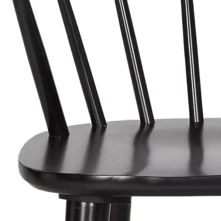 Black Wood Curved Spindle Dining Chairs, Set of 2