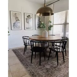 Black Wood Curved Spindle Dining Chairs, Set of 2