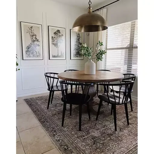 Black Wood Curved Spindle Dining Chairs, Set of 2