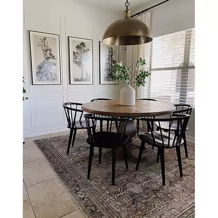 Black Wood Curved Spindle Dining Chairs, Set of 2