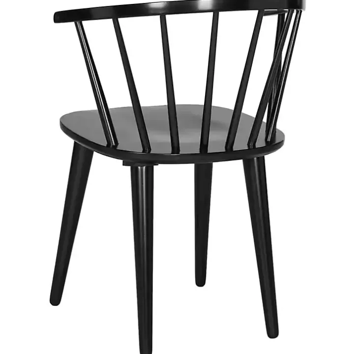 Black Wood Curved Spindle Dining Chairs, Set of 2