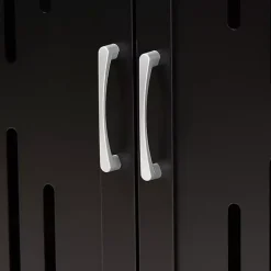 Black Wood Cut-Out Shoe Storage Cabinet