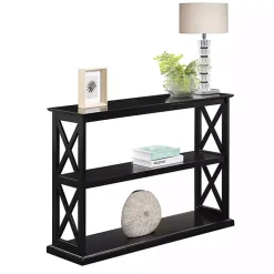 Black Wood Double X Sides Console Table