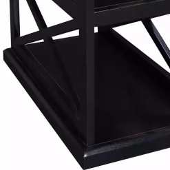 Black Wood Double X Sides Accent Table