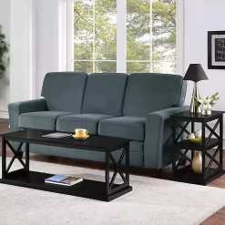 Black Wood Double X Sides Console Table