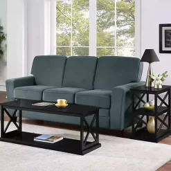 Black Wood Double X Sides Accent Table