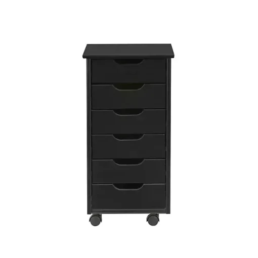 Black Wood 6-Drawer Cary Storage Cart