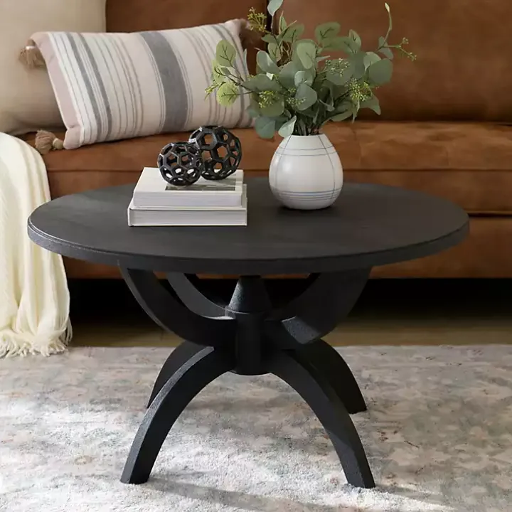Black Wood Round Dori Coffee Table